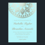 Elegant Solar Mandala Wedding Invitations Gold Einladung<br><div class="desc">Elegant Solar Mandala Hochzeitseinladungen Gold. Intricate Damast Muster Mandala mit Imitaten Gold-Folie Overlay. Sie können die Hintergrundfarbe auf das ändern,  was Sie gewollt haben. Sie können auch die Mandala(n) nach Ihren Wünschen verschieben,  drehen und verkleinern.</div>