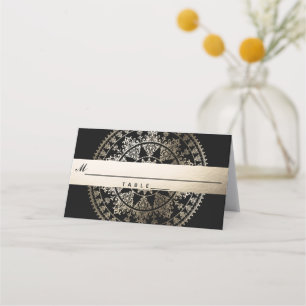Elegant Solar Mandala Wedding Name Platzkarten