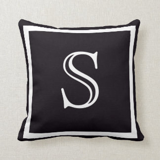 Elegant Solid Black and White Mit Monogramm Kissen