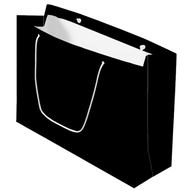 Elegant Solid Black Große Geschenktüte (Vorderseite Schrägansicht)