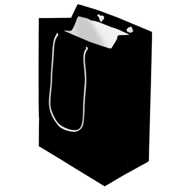 Elegant Solid Black Mittlere Geschenktüte (Vorderseite Schrägansicht)