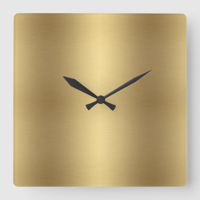 Elegant Solid Metallic Old Gold Quadratische Wanduhr (Vorderseite)