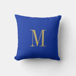 Elegant Solid Royal Blue mit Gold Monogram Kissen