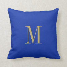 Elegant Solid Royal Blue mit Gold Monogram