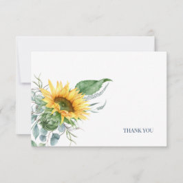 Elegant Sonnenblume Eukalyptus Floral Dankeskarte