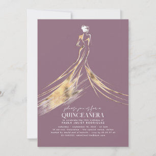 Elegant Sophisticated Chic Mauve QUINCEAÑERA Einladung
