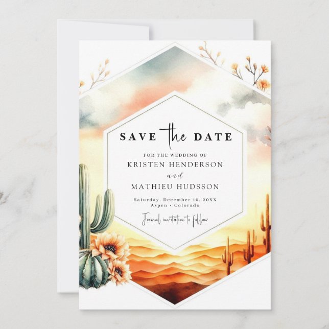 Elegant Southern Cactus Wedding Save The Date (Vorderseite)