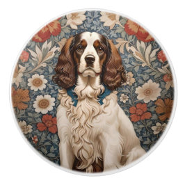 Elegant Spaniel On Floral Background Keramikknauf