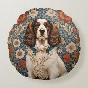 Elegant Spaniel William Morris Inspirierte floral Rundes Kissen