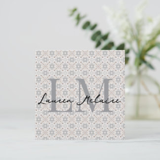 Elegant Spanish Tile Monogram Script Name Card