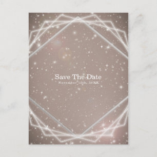 Elegant Sparkle Modern Geometric Save the Date Ankündigungspostkarte