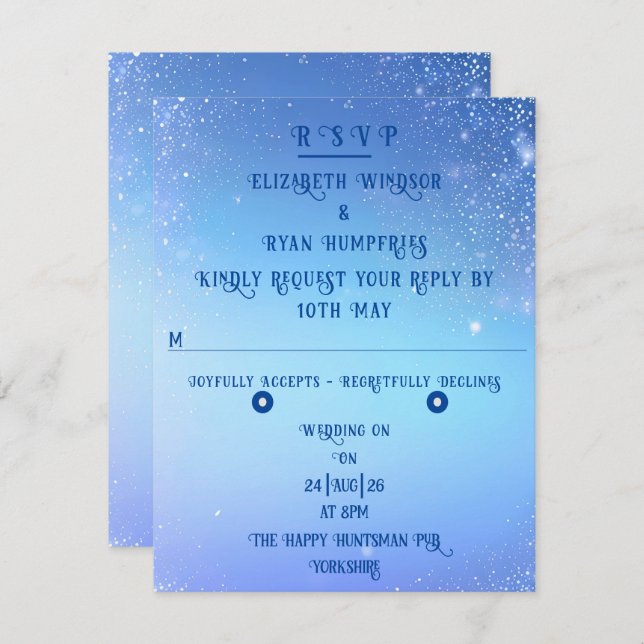 Elegant Sparkle Wedding RSVP Karte (Vorne/Hinten)