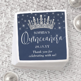 Elegant Sparkles Quinceañera Crown Navy Blue Serviette