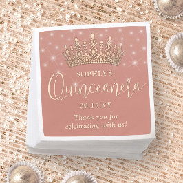 Elegant Sparkles Quinceañera Crown Rose Gold Serviette