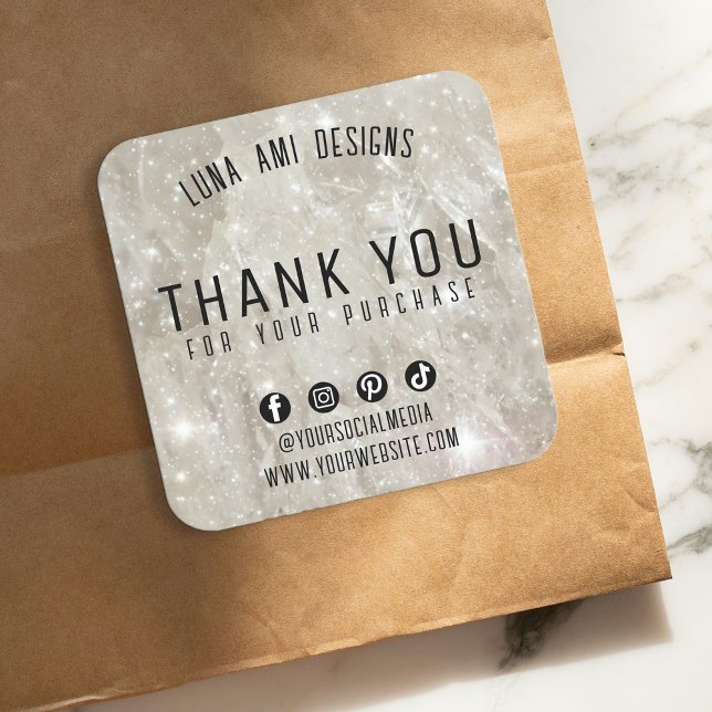 Elegant Sparkling Crystal Diamond Vielen Dank, das Quadratischer Aufkleber (Von Creator hochgeladen)