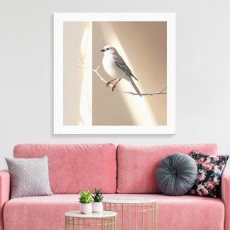 Elegant Sparrow Bird Wall Art Print – Minimalist  Leinwanddruck