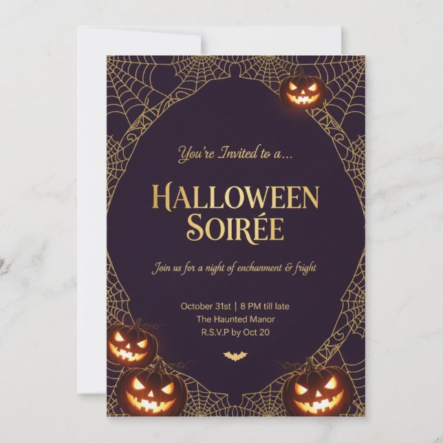 Elegant Spiderweb Halloween Invitation Einladung (Vorderseite)