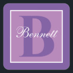 Elegant Split Initial Quadratischer Aufkleber<br><div class="desc">Elegant Split Initial</div>