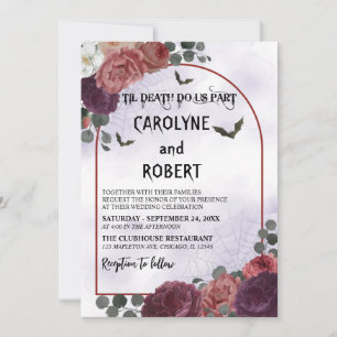 Elegant Spooky floral Gothic Halloween Hochzeit Einladung