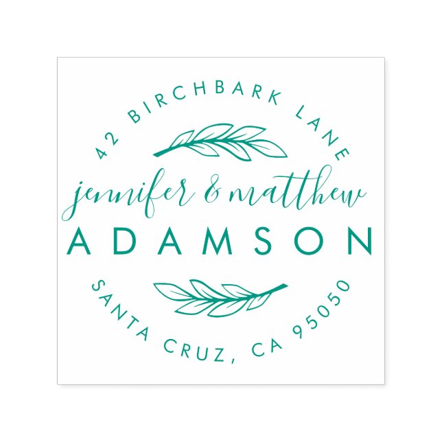 Elegant Sprig Wedding Couple's Rücksendeadresse Permastempel (Design)