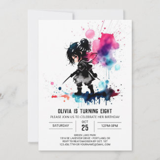 Elegant Spy Ninja Digital Girl zum Geburtstag Einladung
