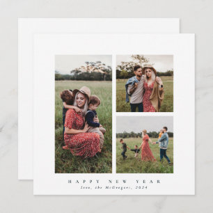 Elegant Square Triple Foto Happy New Year Feiertagskarte