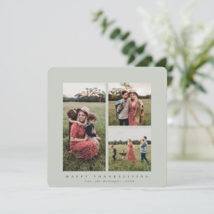 Elegant Square Triple Foto Happy Thanksgiving Karte