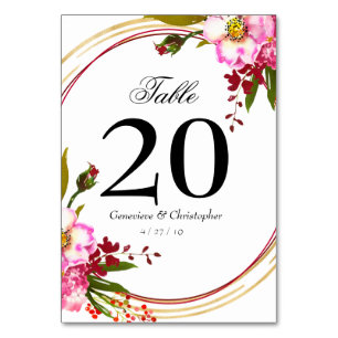 Elegant SquareBoho Blush PInk Floral Gold Wedding Tischnummer