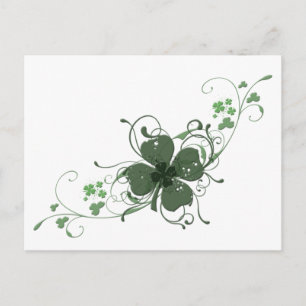 Elegant St. Patrick's Day Kleeblatt Design Kunst, Postkarte