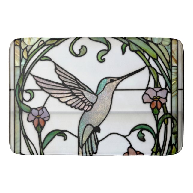 Elegant stain glass art nouveau hummingbird badematte (Vorderseite)