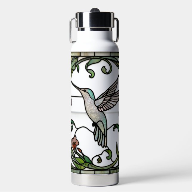 Elegant stain glass art nouveau hummingbird trinkflasche (Vorderseite)