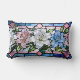 Elegant Stained Glass Lily Floral Design in Soft P Lendenkissen