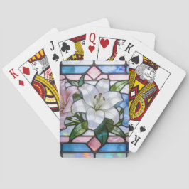 Elegant Stained Glass Lily Floral Design in Soft P Spielkarten
