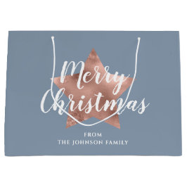 Elegant Star Blue Frohe Weihnachten Große Geschenktüte