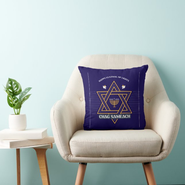 Elegant Star of David Hanukkah Pillow Kissen (Stuhl )