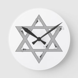 elegant star of david runde wanduhr
