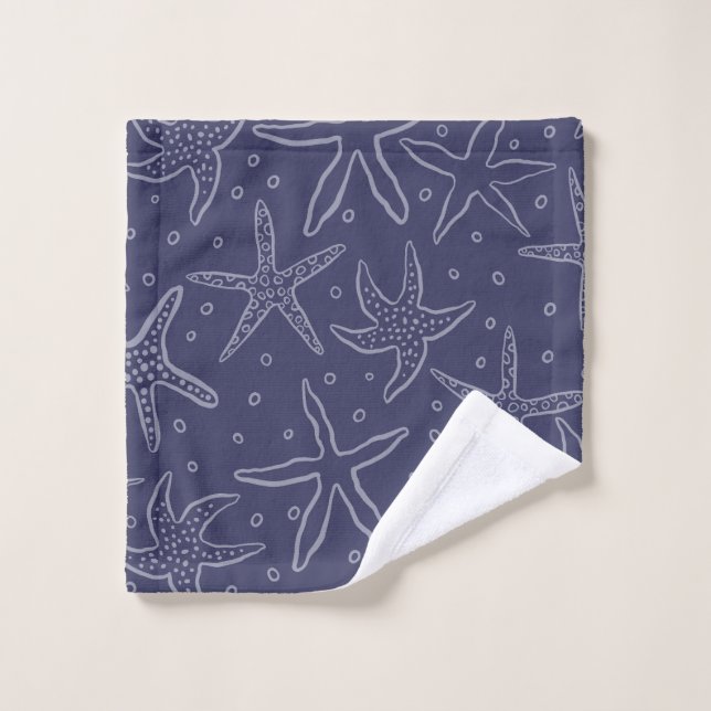 Elegant Starfish Doodle Pattern - Navy Blue Hand T Waschlappen (Waschlappen)