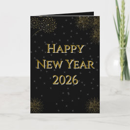 Elegant Starry New Year 2026 Folded Holiday Card Feiertagskarte