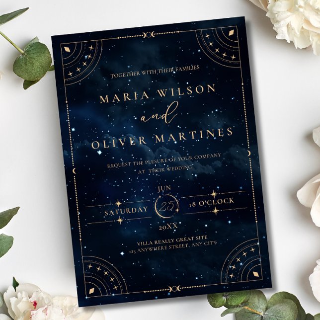 Elegant Starry night Wedding Celestial Wedding  Folieneinladung (Von Creator hochgeladen)