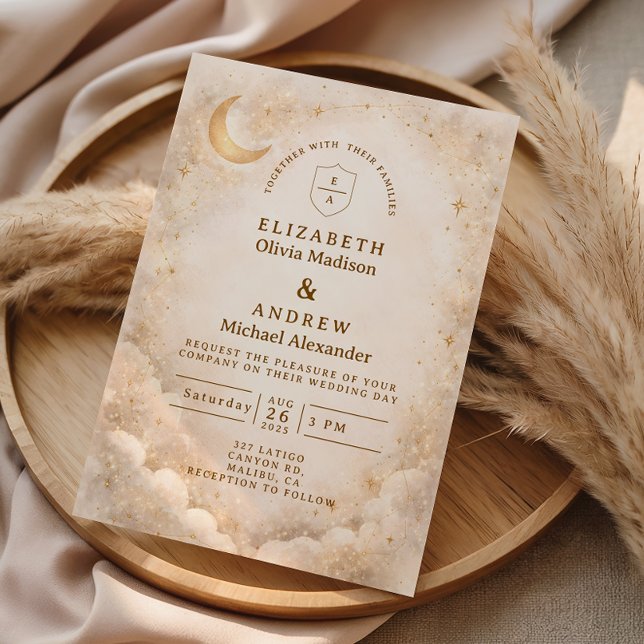 Elegant Starry Night Wedding Einladung (Von Creator hochgeladen)