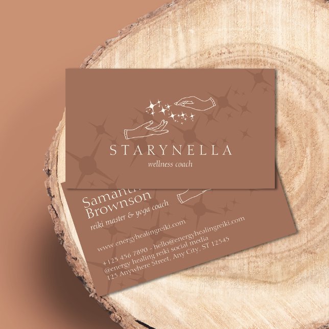 Elegant Stars Energy Healing Hands Reiki Therapie Visitenkarte (Von Creator hochgeladen)