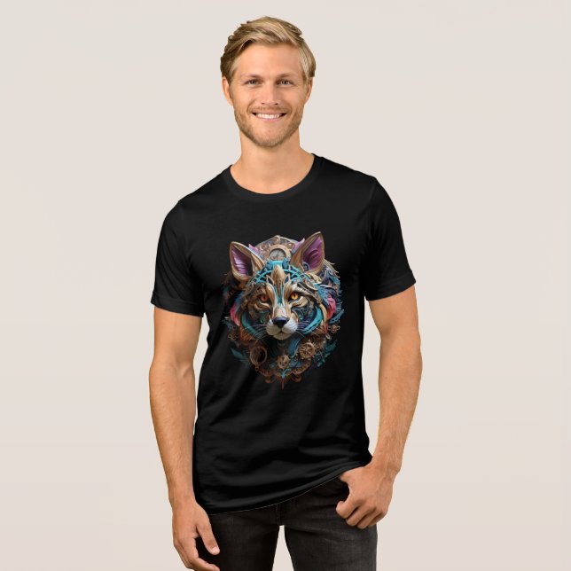 Elegant Steampunk Cat Wall Art Tri-Blend Shirt (Vorderseite voll)