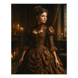 Elegant Steampunk Victorian Lady in Brown  Fotodruck