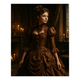 Elegant Steampunk Victorian Lady in Brown  Poster
