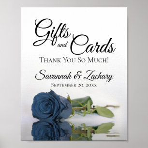 Elegant Steel Blue Rose Geschenke & Cards Hochzeit Poster