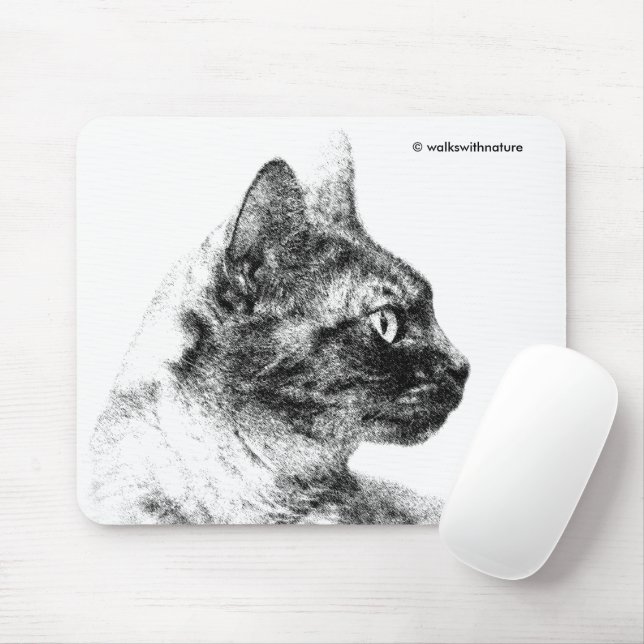 Elegant Stella the Gray Cat Mousepad (Mit Mouse)