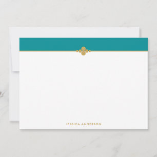 Elegant Stilvoll Aquamarin Gold Personalisiert Mitteilungskarte