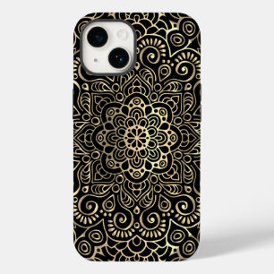 Elegant Stilvoll Black Gold Mandala Case-Mate iPhone 14 Hülle
