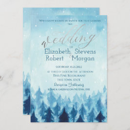 Elegant Stilvoll Blauwald Pine Trees Wedding Einladung