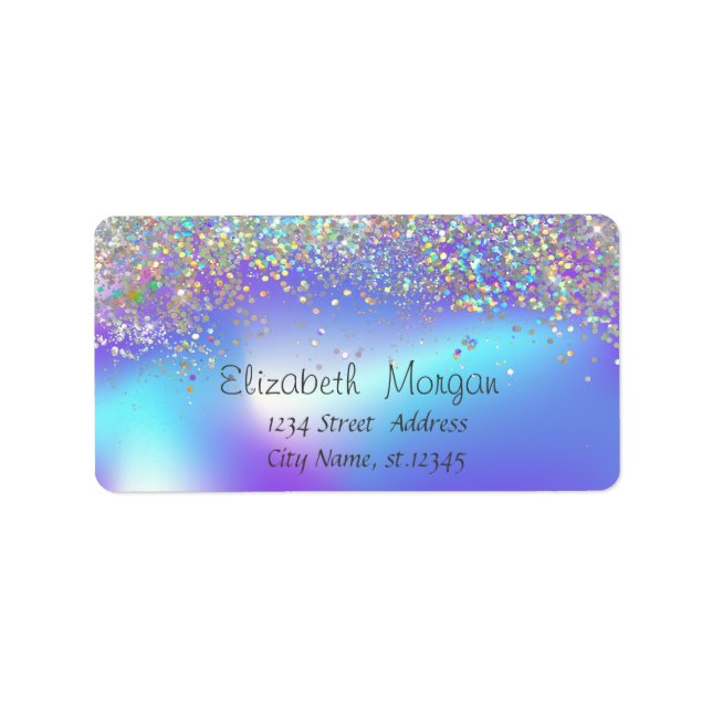 Elegant stilvoll Colorful Confetti Holographic Adressaufkleber (Vorne)